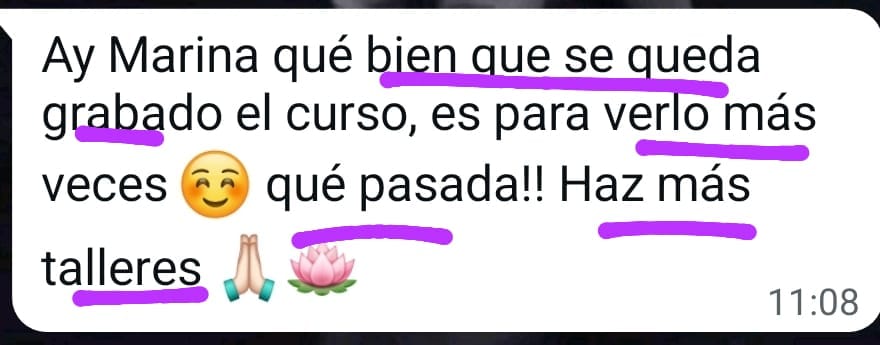 Opinión de una alumna que ha comprado uno de los cursos de Marina Romés.