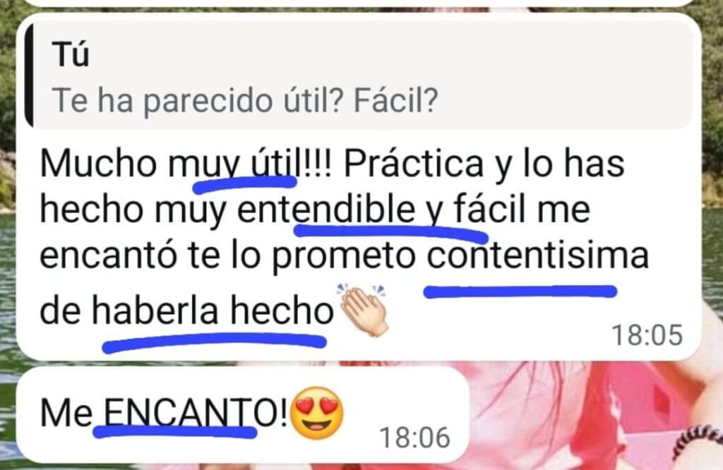 Opinión de una alumna que ha comprado uno de los cursos de Marina Romés.