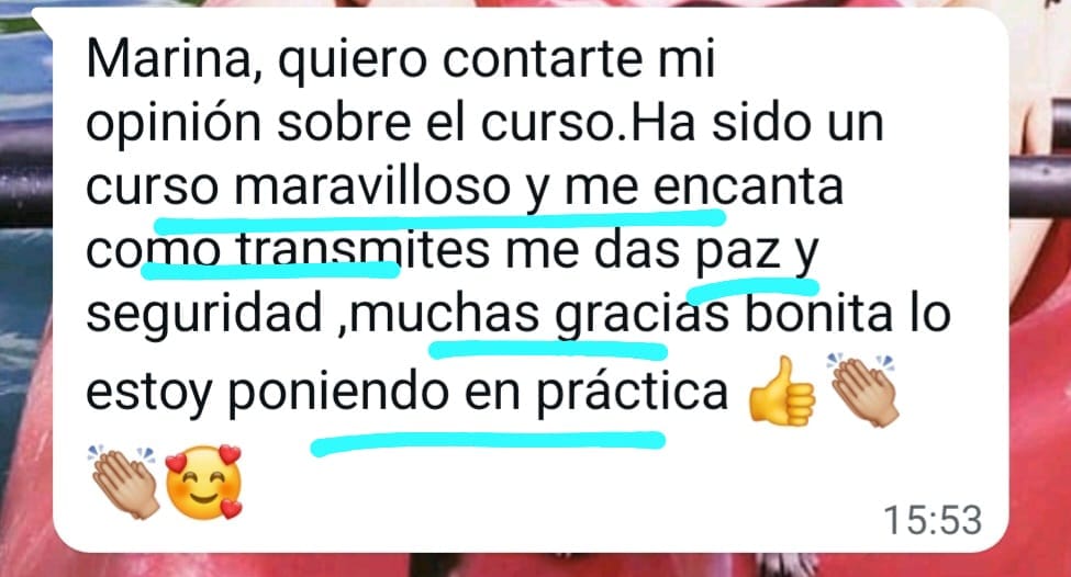 Una alumna describe sus sensaciones sobre un curso que ha realizado en la escuela.