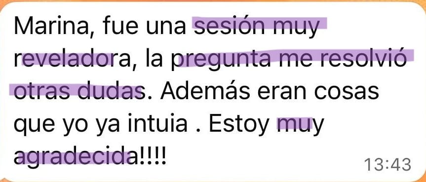 Testimonio sesión vip canalización con Marina Romés