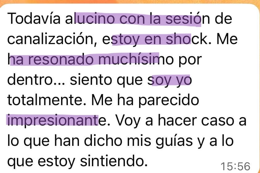 Testimonio sesión vip canalización con Marina Romés