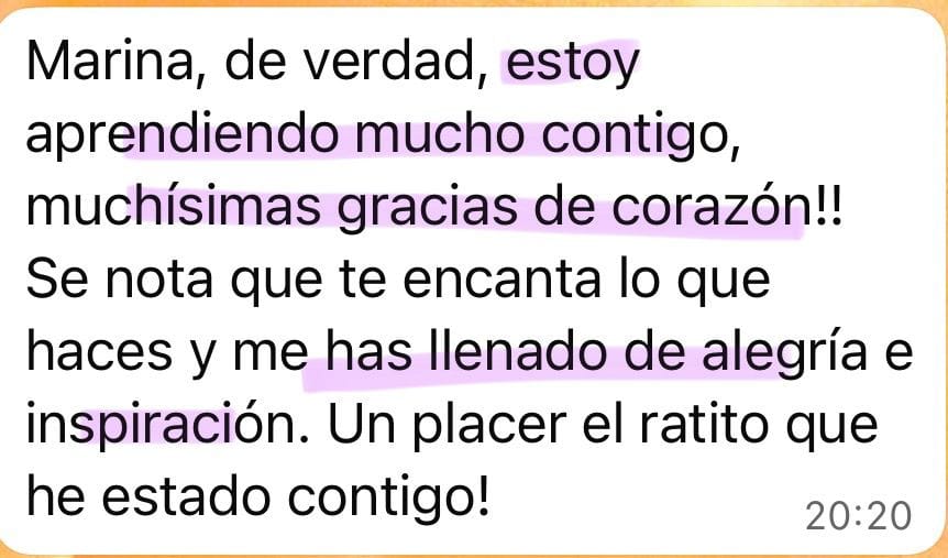 Testimonio curso tus guías te hablan con Marina Romés