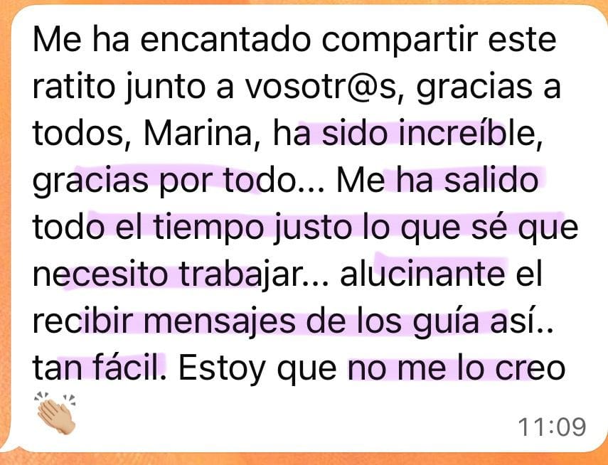 Testimonio curso tus guías te hablan con Marina Romés