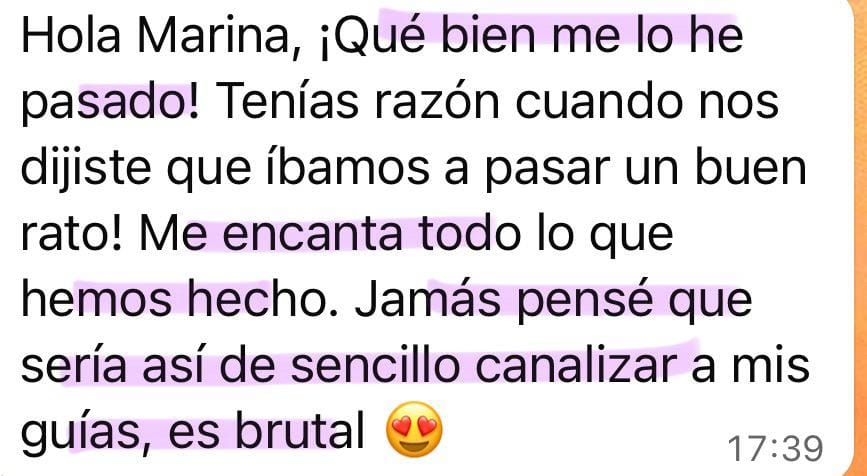 Testimonio curso tus guías te hablan con Marina Romés